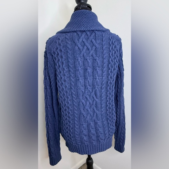 Brooks Brothers preppy cable knit cardigan sweater shawl collar button close M - Picture 8 of 13